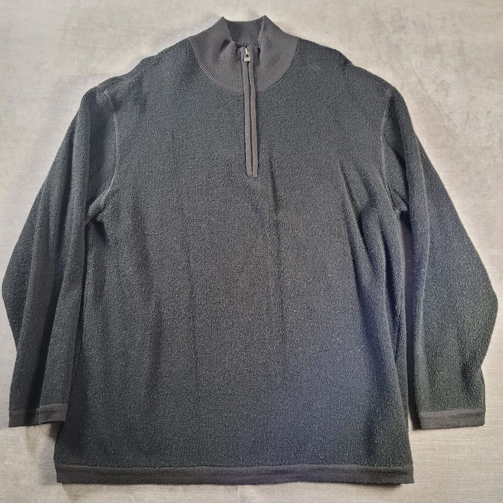 Eddie Bauer Ebtek Vintage Wool Blend 1/4 Zip Mock Neck Mens Black Size Medium